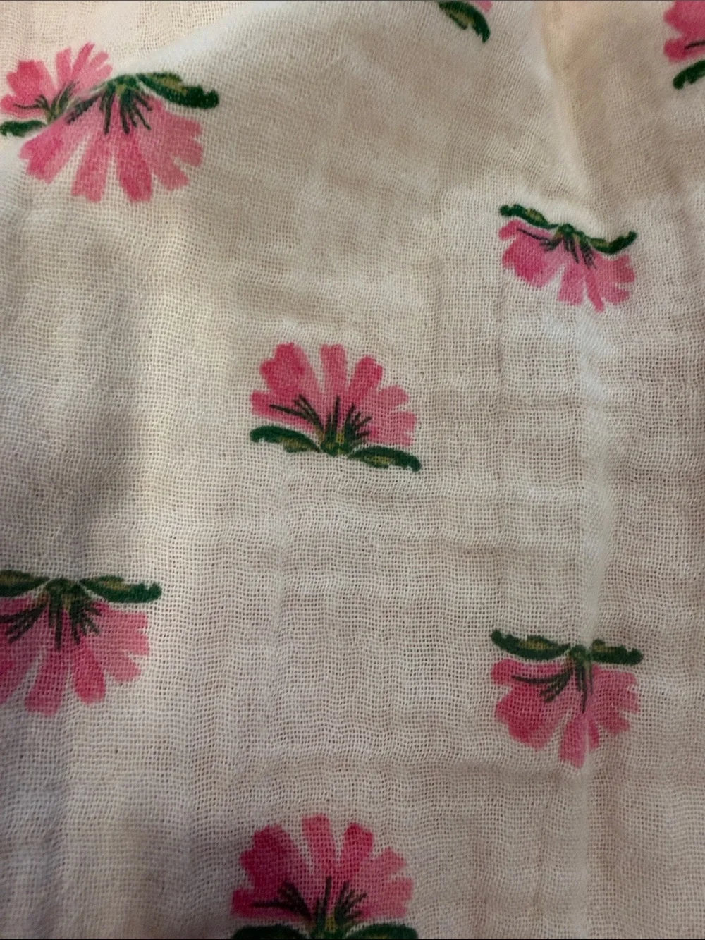 Old Navy Cream Top with Pink Floral Print
